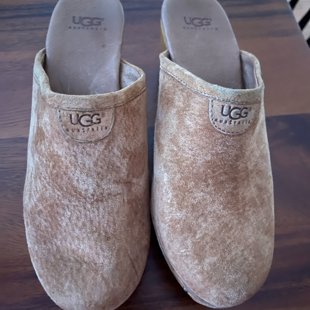 UGG Tan Suede Slip-On Clogs - Picture 3 of 3